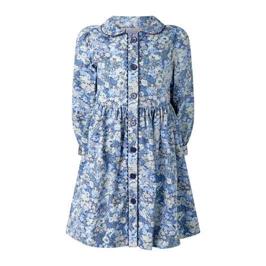 Rachel Riley Navy Floral Long Sleeve Button-Front Dress