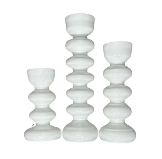 Lacquer Candlestick - Off White