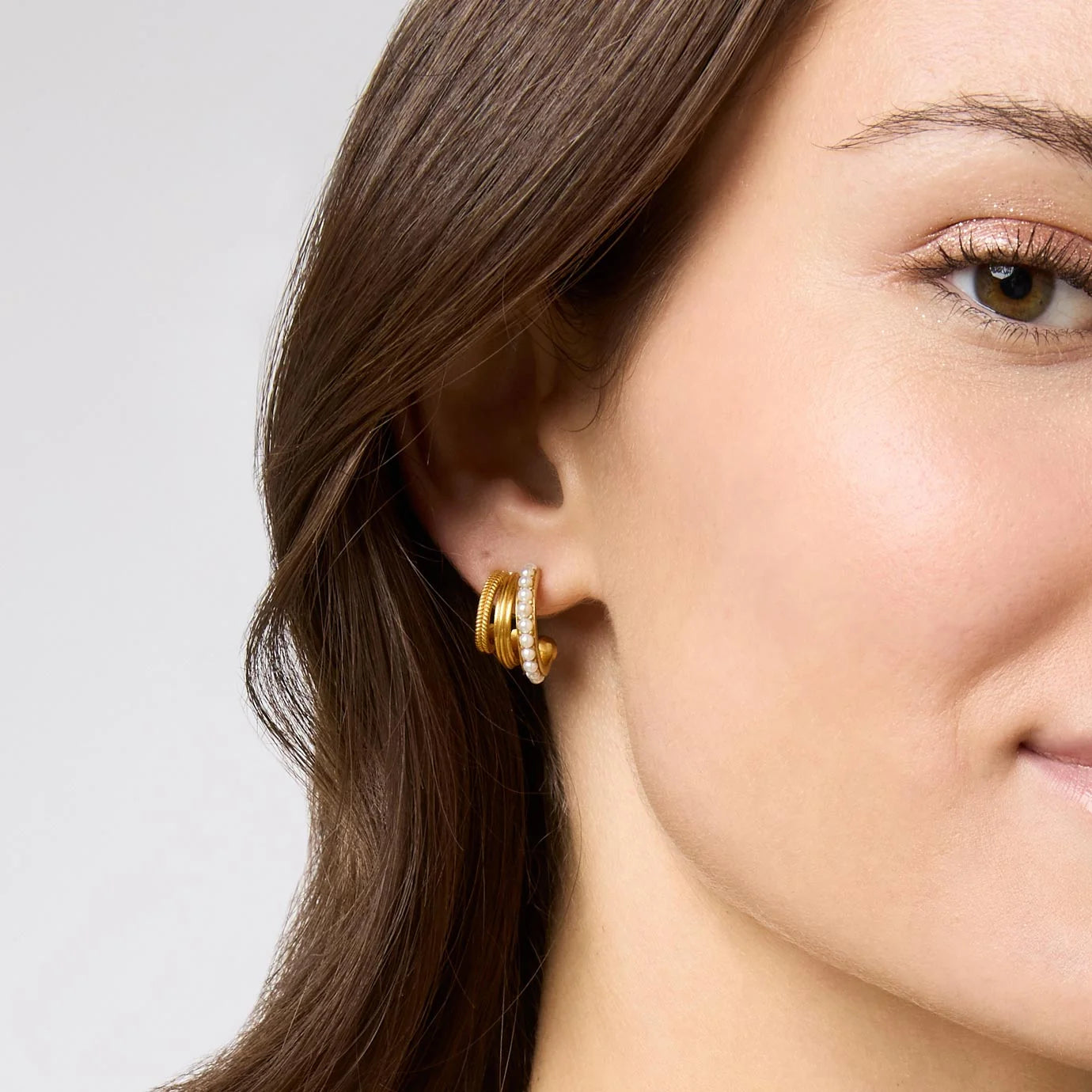 Julie Vos Hydra Triple Hoop Pearl Earring