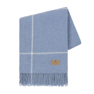 Lands Downunder Sky Blue Windowpane Cashmere Throw