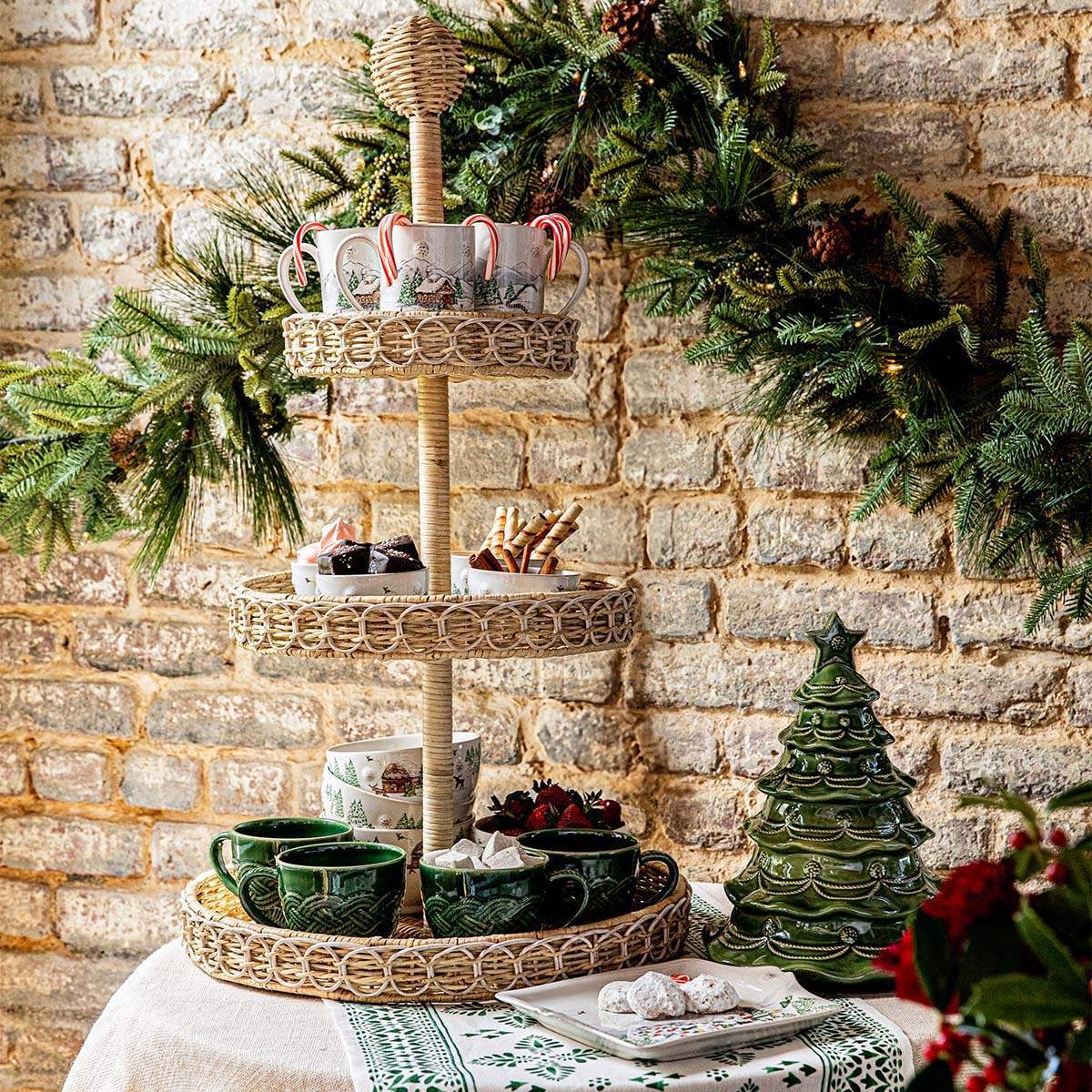 Juliska Berry & Thread Christmas Tree Cookie Jar With Lid - Basil- La Petite Maison