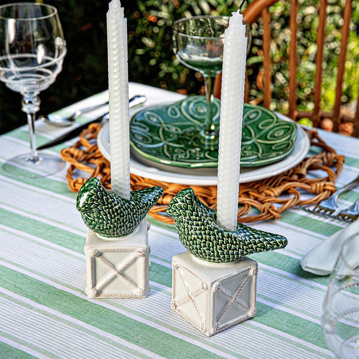 Juliska Berry & Thread Bird Topiary Candlestick - Set/2