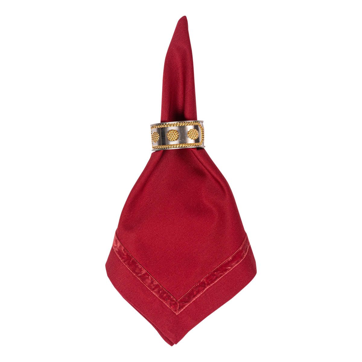 Velvet Trim Napkin - Ruby