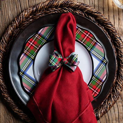 Velvet Trim Napkin - Ruby
