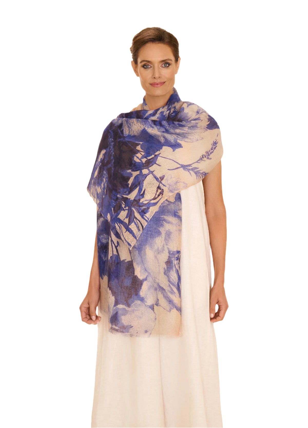 Powder Linen/Cotton Scarf - China Blue Blooms – La Petite Maison