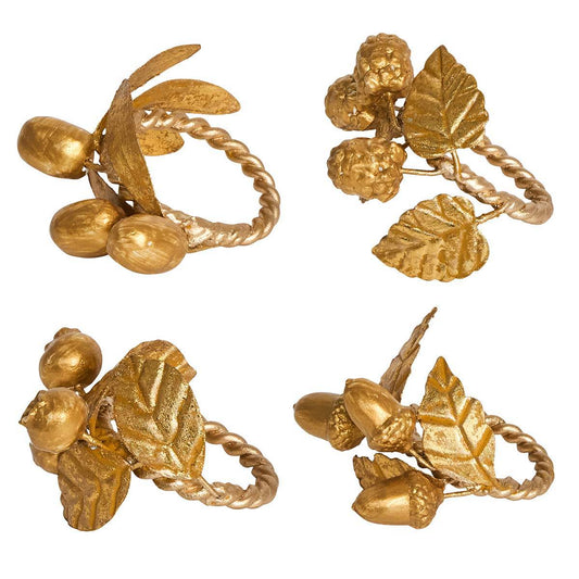 Juliska Forest Walk Leaf Napkin Ring Set/4 - Gold