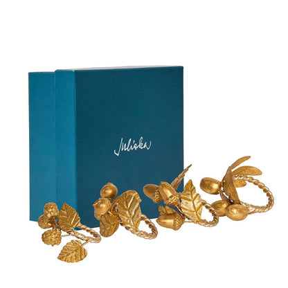 Juliska Forest Walk Leaf Napkin Ring Set/4 - Gold