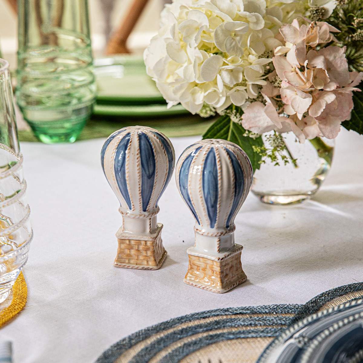 Juliska L'Amour Toujours  Hot Air Balloon Salt and Pepper Shakers Set/2 - Chambray