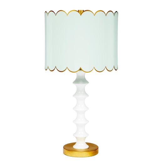 Old World Designs Eloise Table Lamp w/scallop Shade - Mint Blue & White
