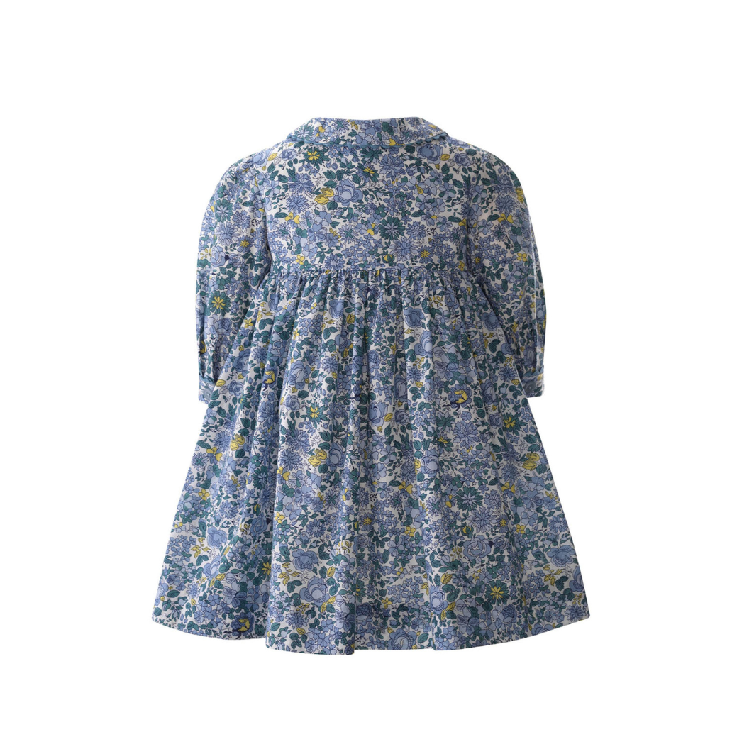 Rachel Riley Blossom Print Smocked Button Front Dress