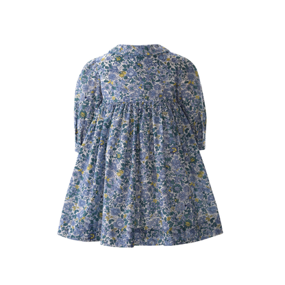 Rachel Riley Blossom Print Smocked Button Front Dress