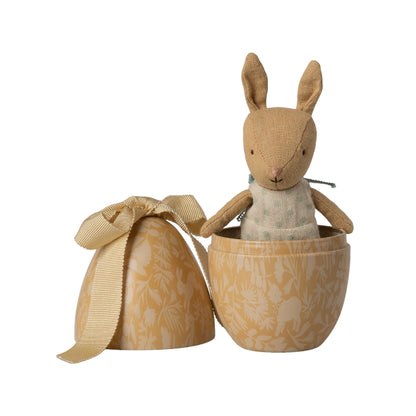 Maileg Easter egg with micro rabbit, Small - Cream yellow
