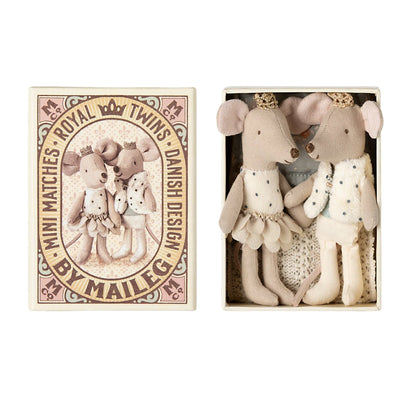 Maileg Royal twin mice, Little sister and brother in matchbox