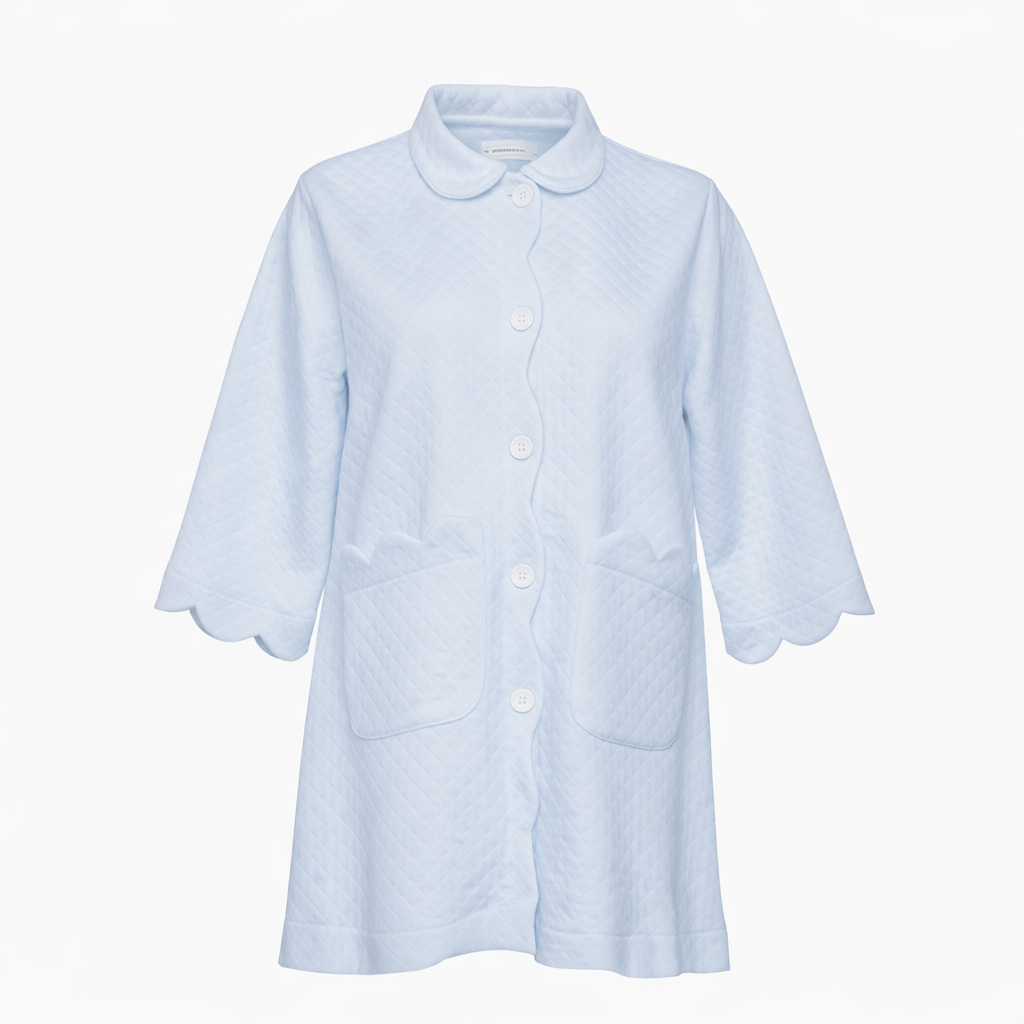 Quilted Scallop Button Front Robe
