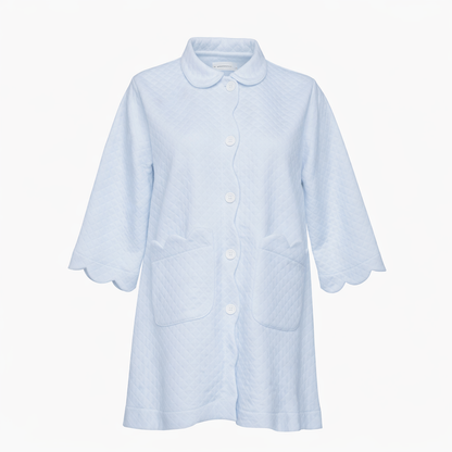 Quilted Scallop Button Front Robe