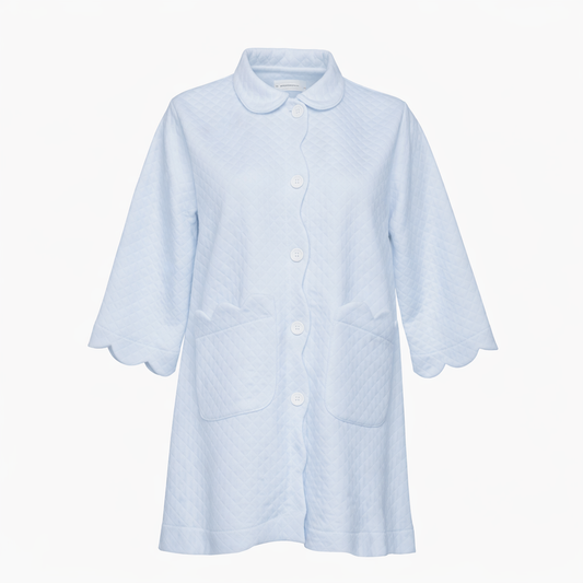 Quilted Scallop Button Front Robe