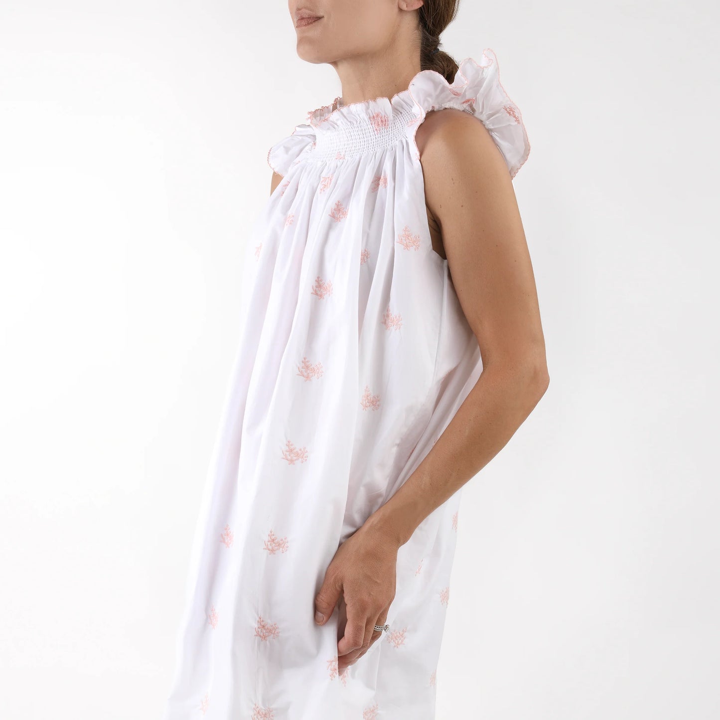 Lenora Nancy Embroidered Coral Nightgown