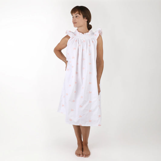Lenora Nancy Embroidered Coral Nightgown