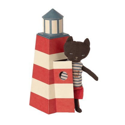 Maileg Sauveteur Cat with Tower - Lighthouse with Lifeguard Cat