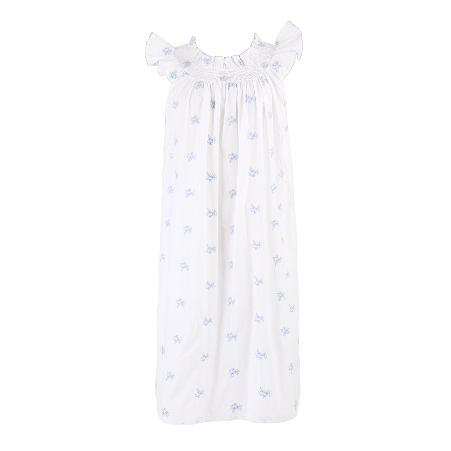 Nancy Embroidered Coral Nightgown - Blue