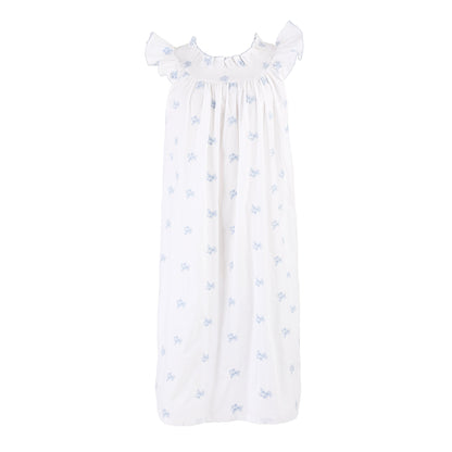 Nancy Embroidered Coral Nightgown - Blue