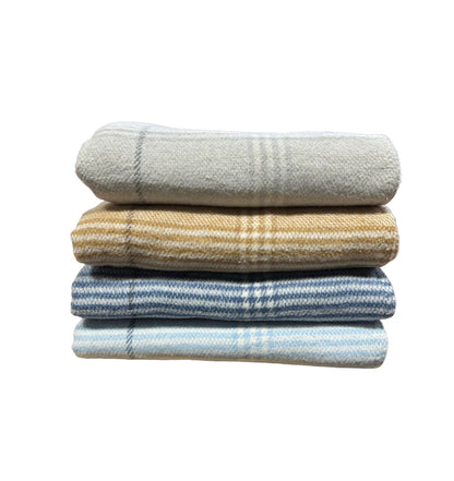 ASI Windowpane Plaid Multi stripes Throw - Denim, A Soft Idea