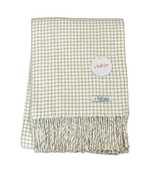 A Soft Idea Small Check Pattern Throw - Cream/Sand