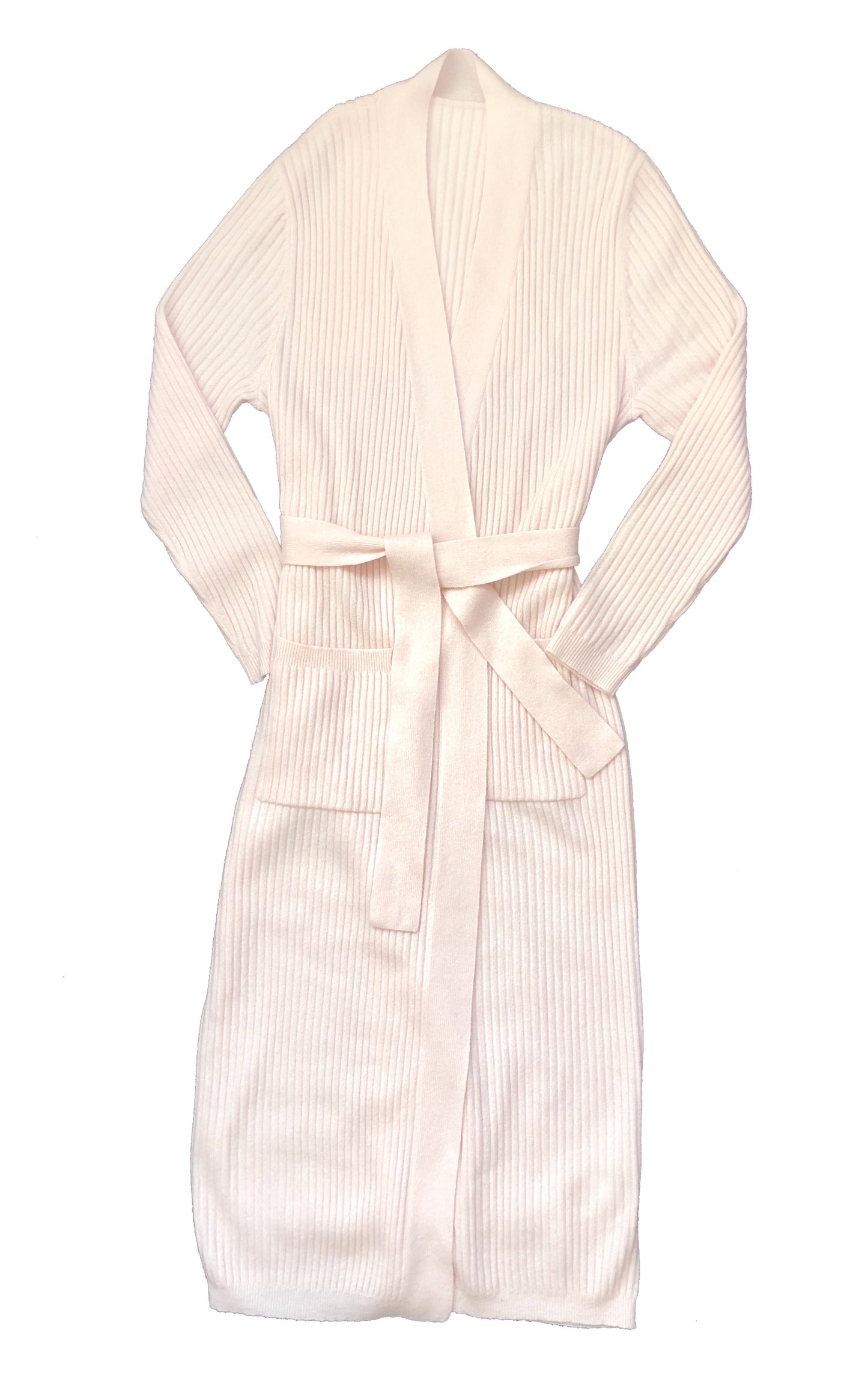 P-Jamas Ribbed cashmere robe pink