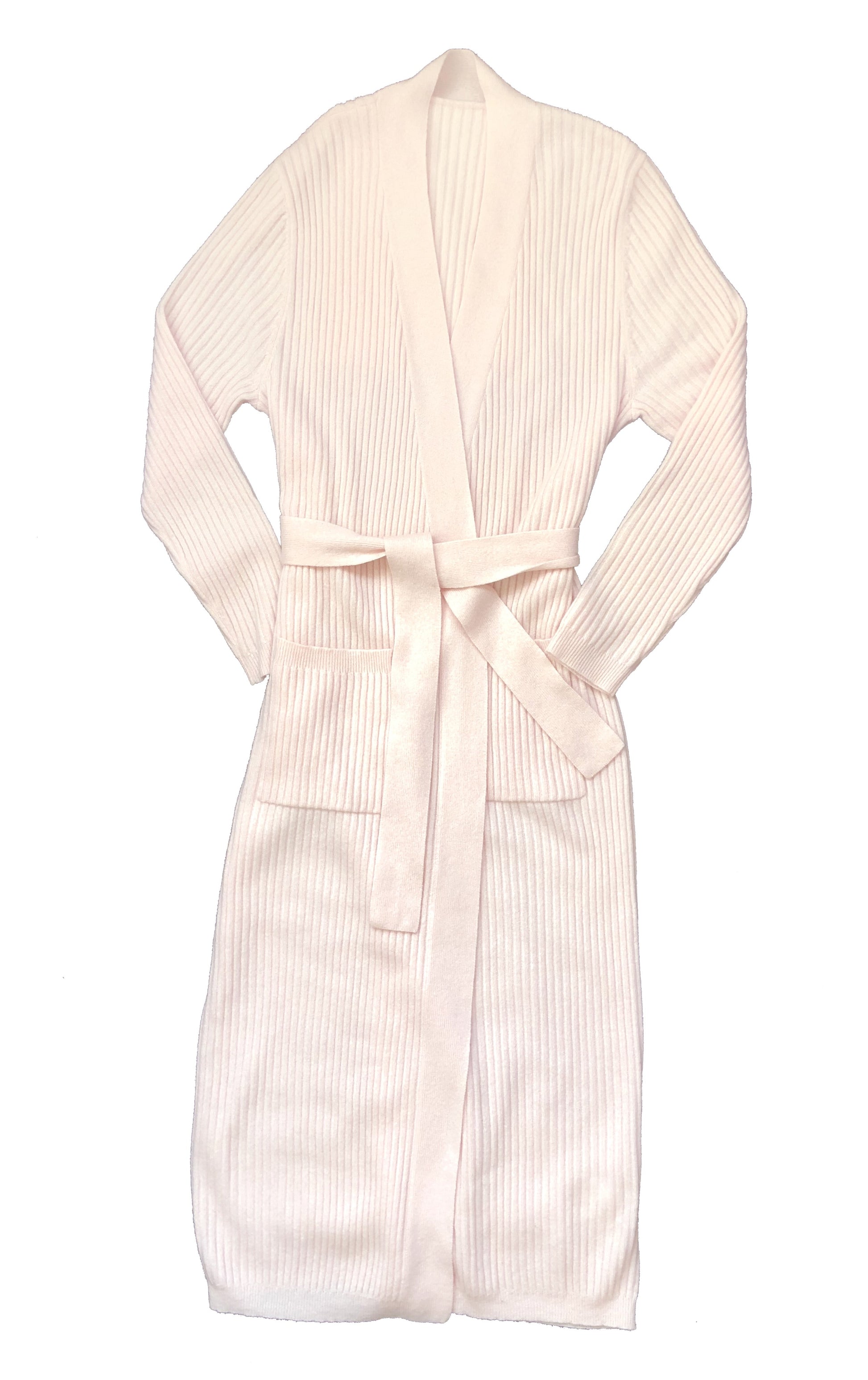 P-Jamas Ribbed cashmere robe pink