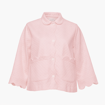 Lenora Quilted Scallop Bed Jacket - Pink