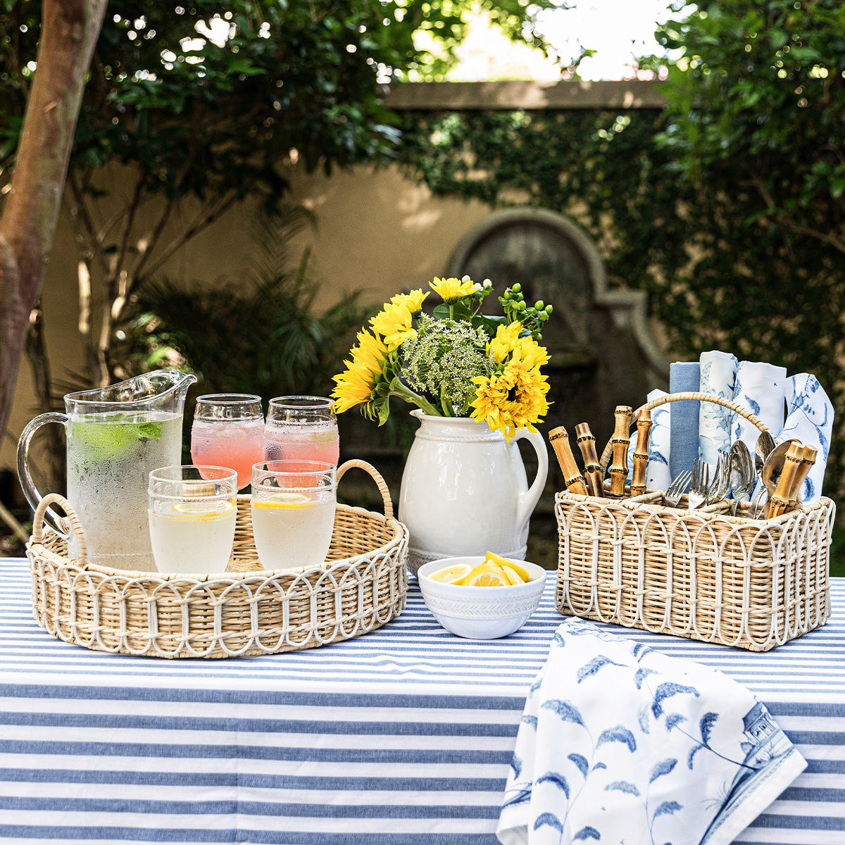 Juliska Provence Rattan 16" Circle Tray - Whitewash