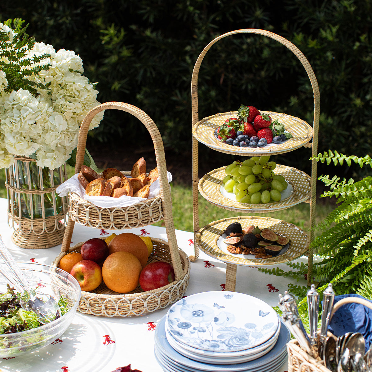 Juliska Provence Rattan Triple Tiered Server - Whitewash