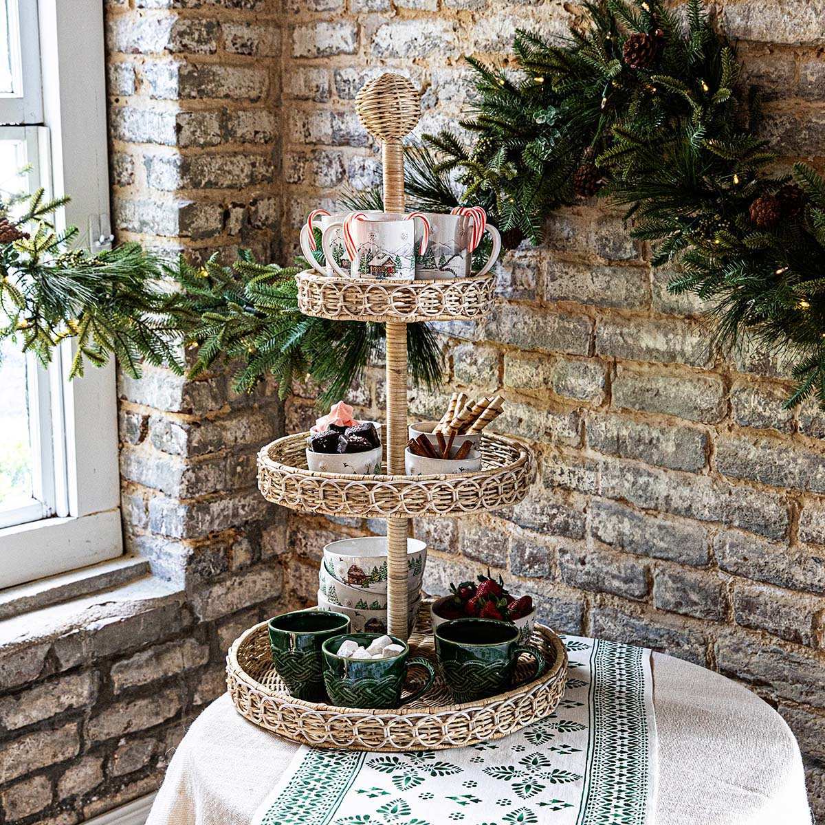 Juliska Provence Rattan 3-Tier Shelving Unit