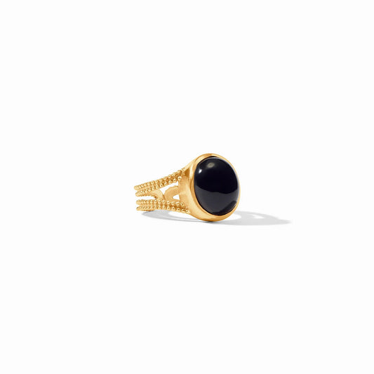 Julie Vos Cabochon Ring Obsidian Black, Size 7
