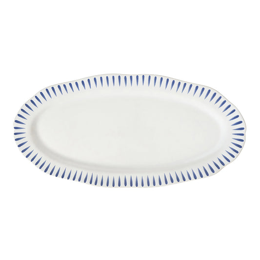 Juliska Sitio Stripe 15" Hostess Tray - Delft Blue, La Petite Maison