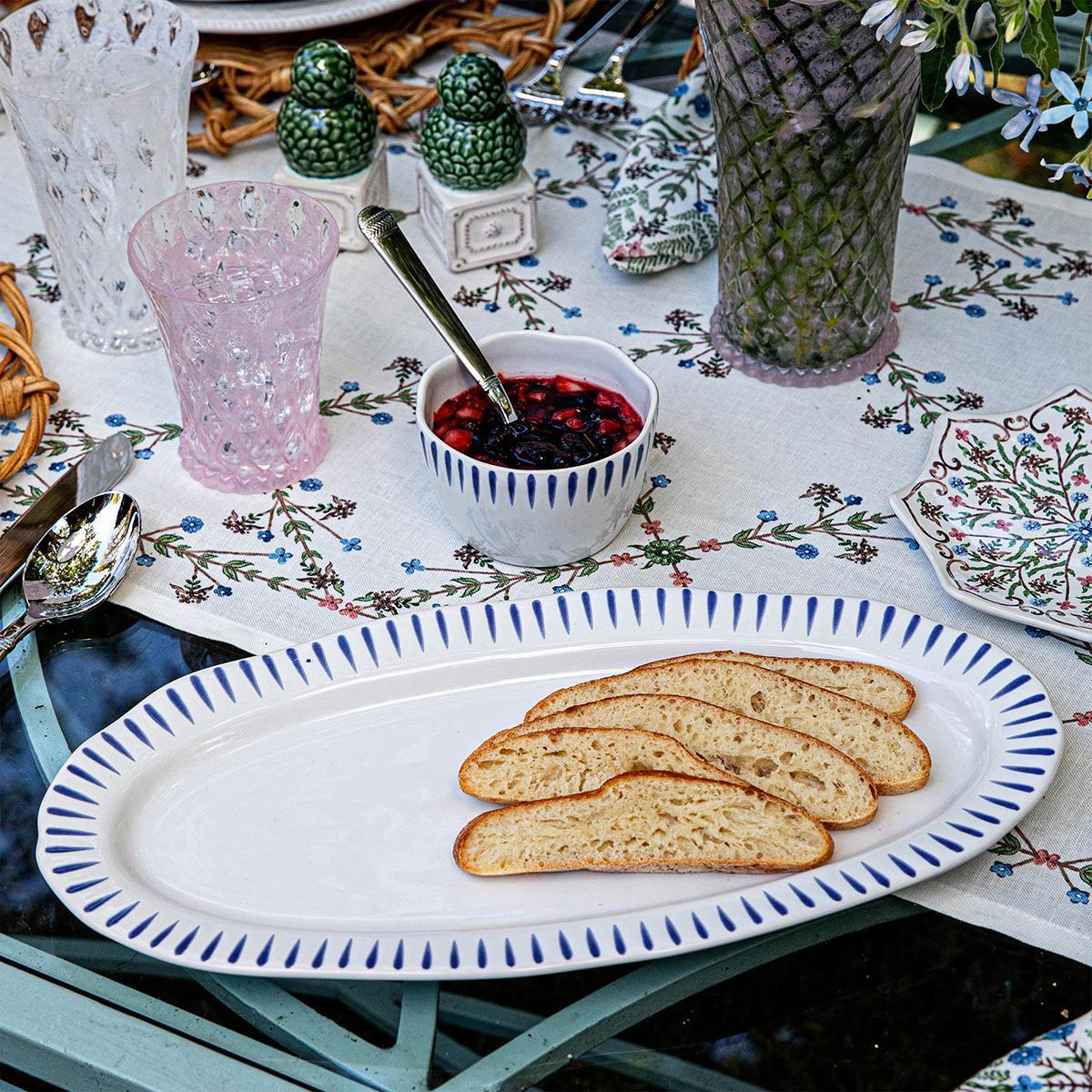 Juliska Sitio Stripe 15" Hostess Tray - Delft Blue, La Petite Maison