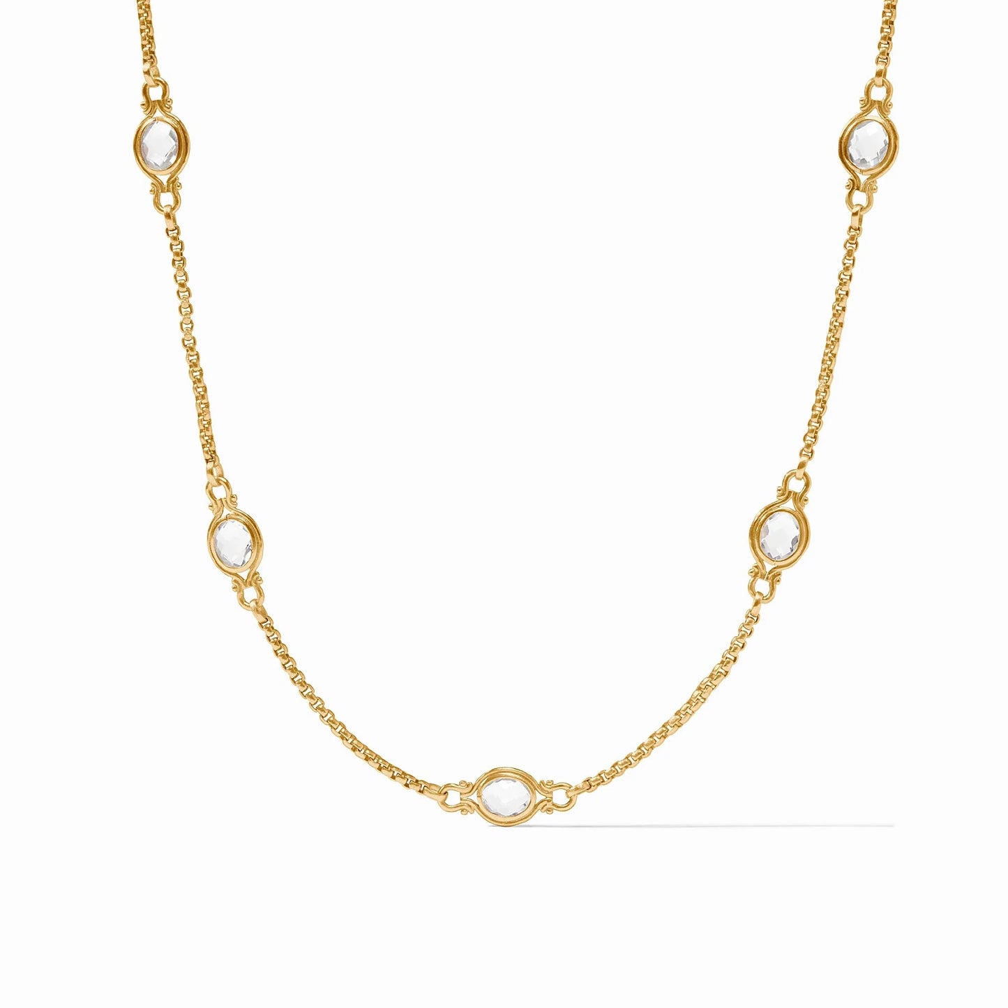 Julie Vos Saratoga Stone Station Necklace, Clear Crystal