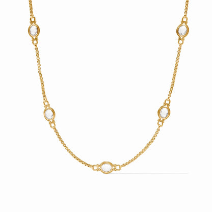 Julie Vos Saratoga Stone Station Necklace, Clear Crystal