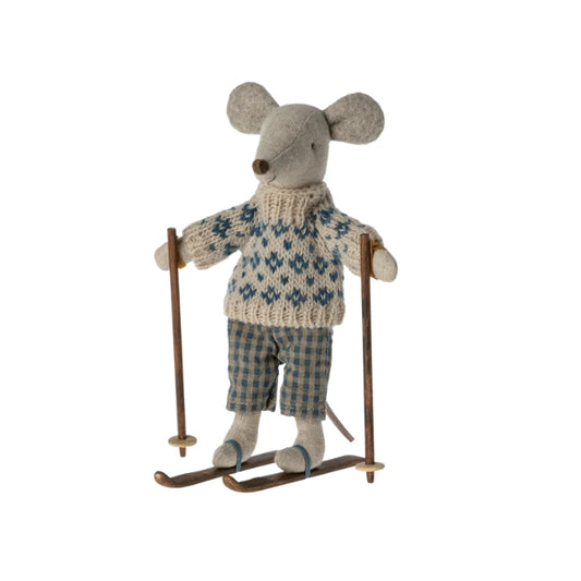 Maileg Winter Mouse with Ski Set, Dad