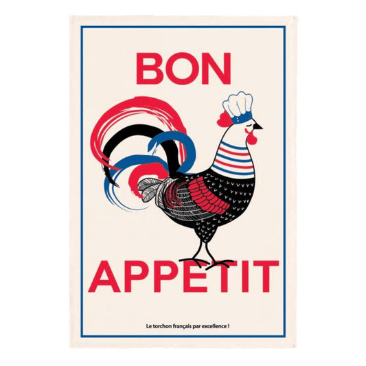 Torchons & Bouchons Tea Towel Bon Appetit Rooster