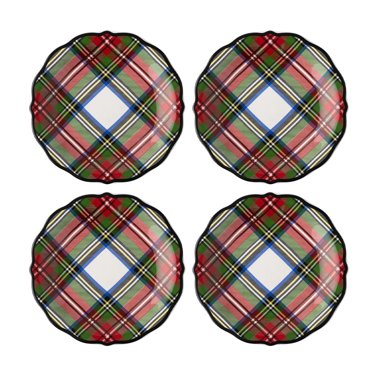 Stewart Tartan Cocktail Plates, Set/4