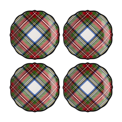 Stewart Tartan Cocktail Plates, Set/4