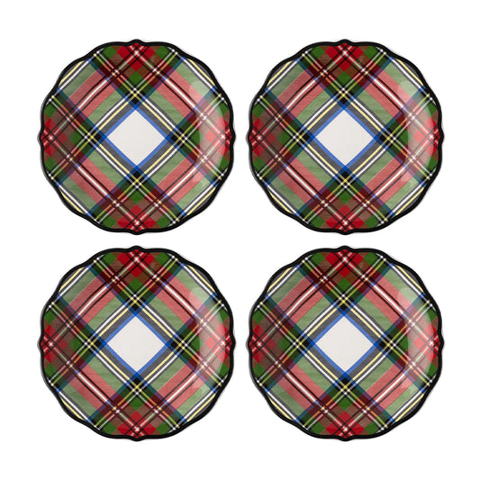 Stewart Tartan Cocktail Plates, Set/4