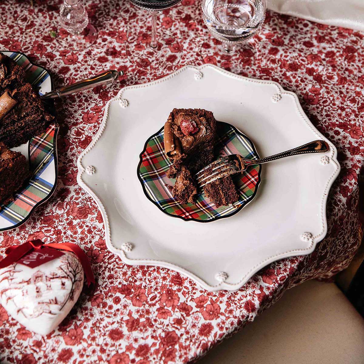 Stewart Tartan Cocktail Plates, Set/4