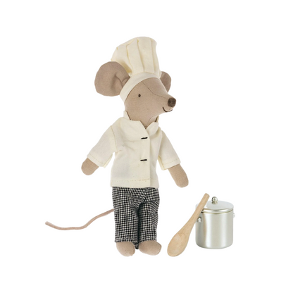 Maileg Chef mouse with pot & spoon