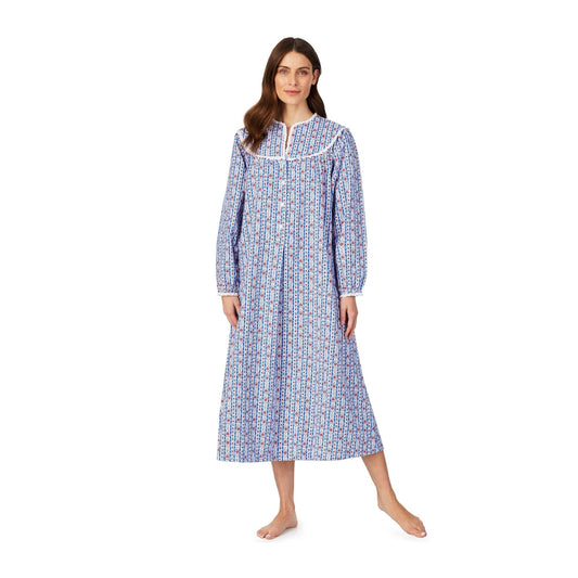 Lanz Blue Stripe Flannel Nightgown