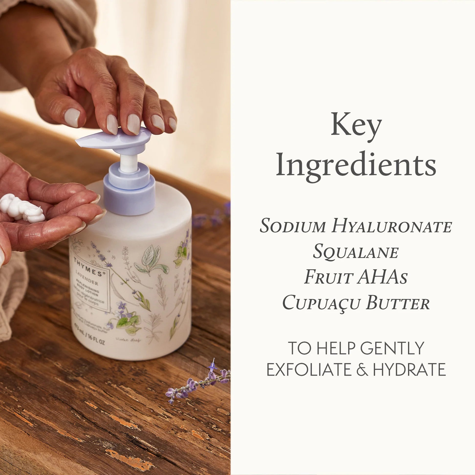 Thymes Lavender Replenishing Body Lotion 16 oz