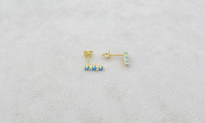 Small Blue Opal Trio Stud