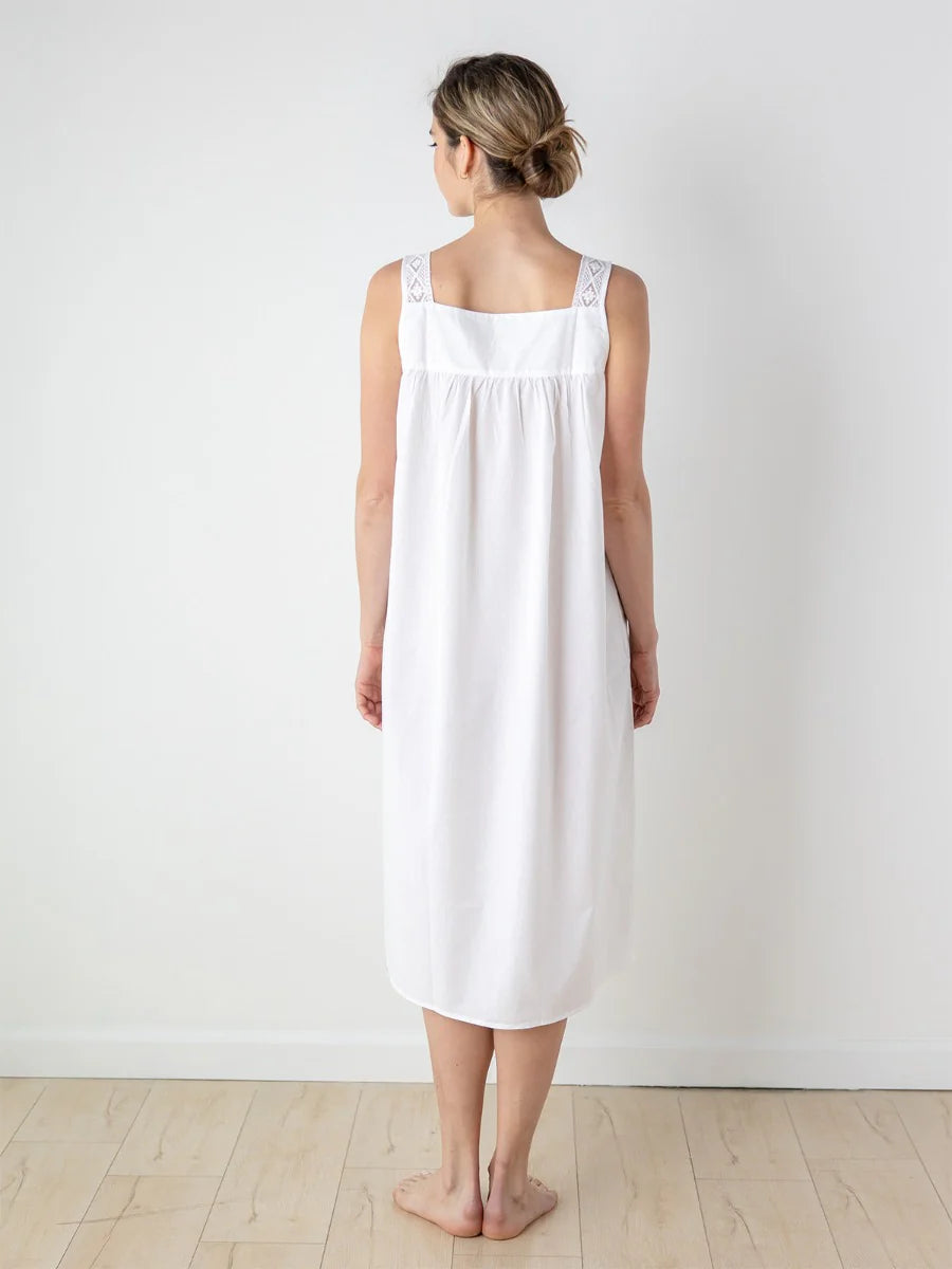 Jacaranda Louise White Cotton Nightgown