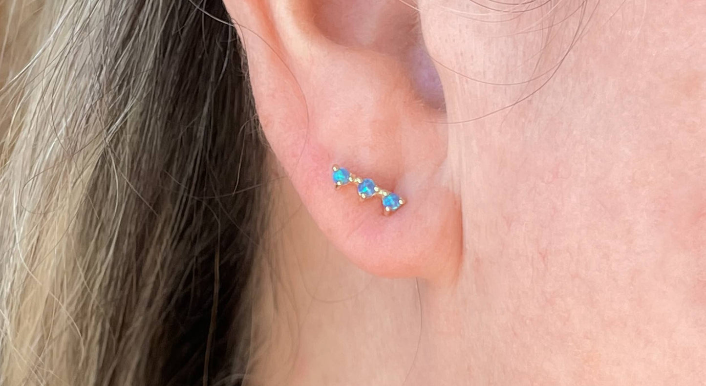Small Blue Opal Trio Stud